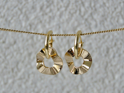 boucles d'oreilles pendantes - plaqué or - anneau - interchangeable - best seller - brillante - élégante - torsadées