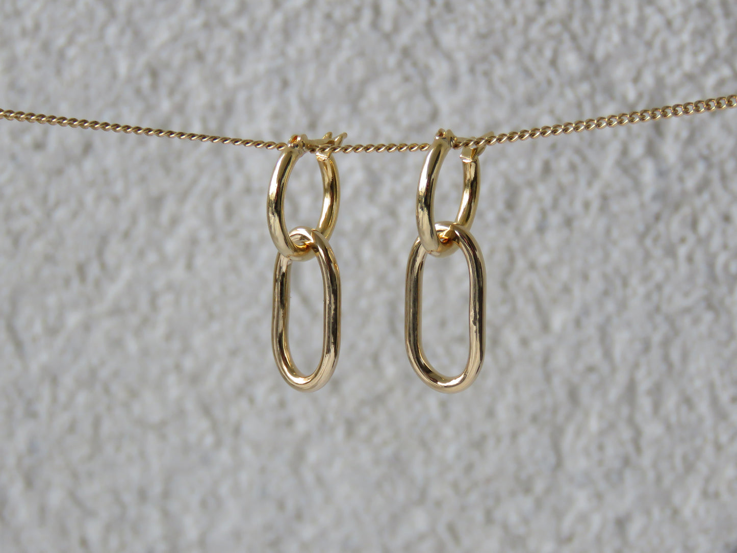 boucles d'oreilles pendantes - plaqué or - anneau - interchangeable 