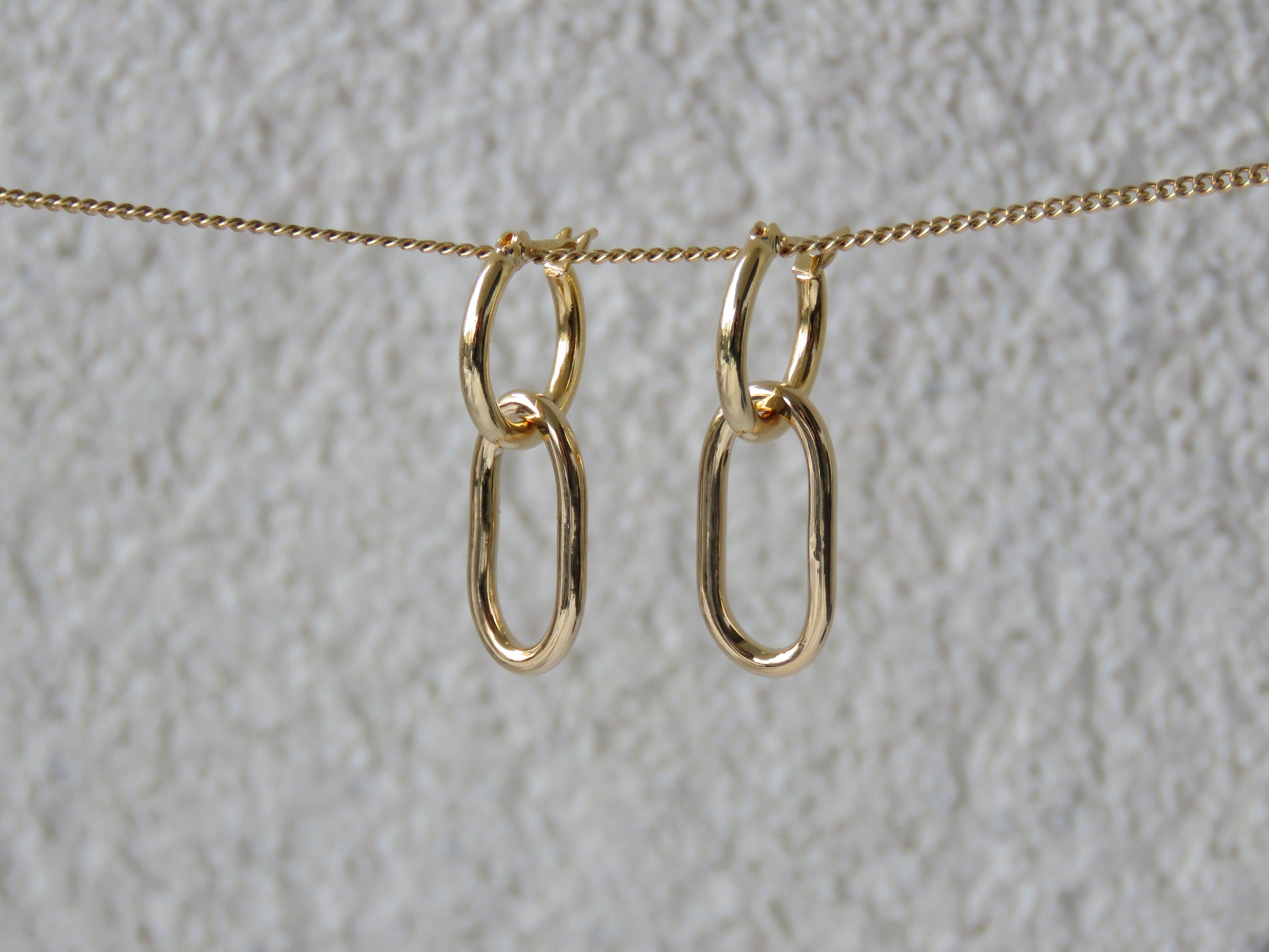 boucles d'oreilles pendantes - plaqué or - anneau - interchangeable 