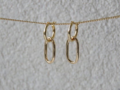 boucles d'oreilles pendantes - plaqué or - anneau - interchangeable 